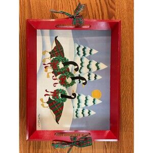 VTG Kurt Adler Christmas Serving Tray 1989 –Wood Holiday Goose Design, VTG Decor